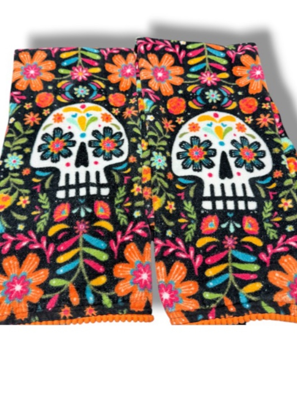 Cynthia Rowley Colorful Dia de los Muertos Kitchen Halloween Hand Towels Set